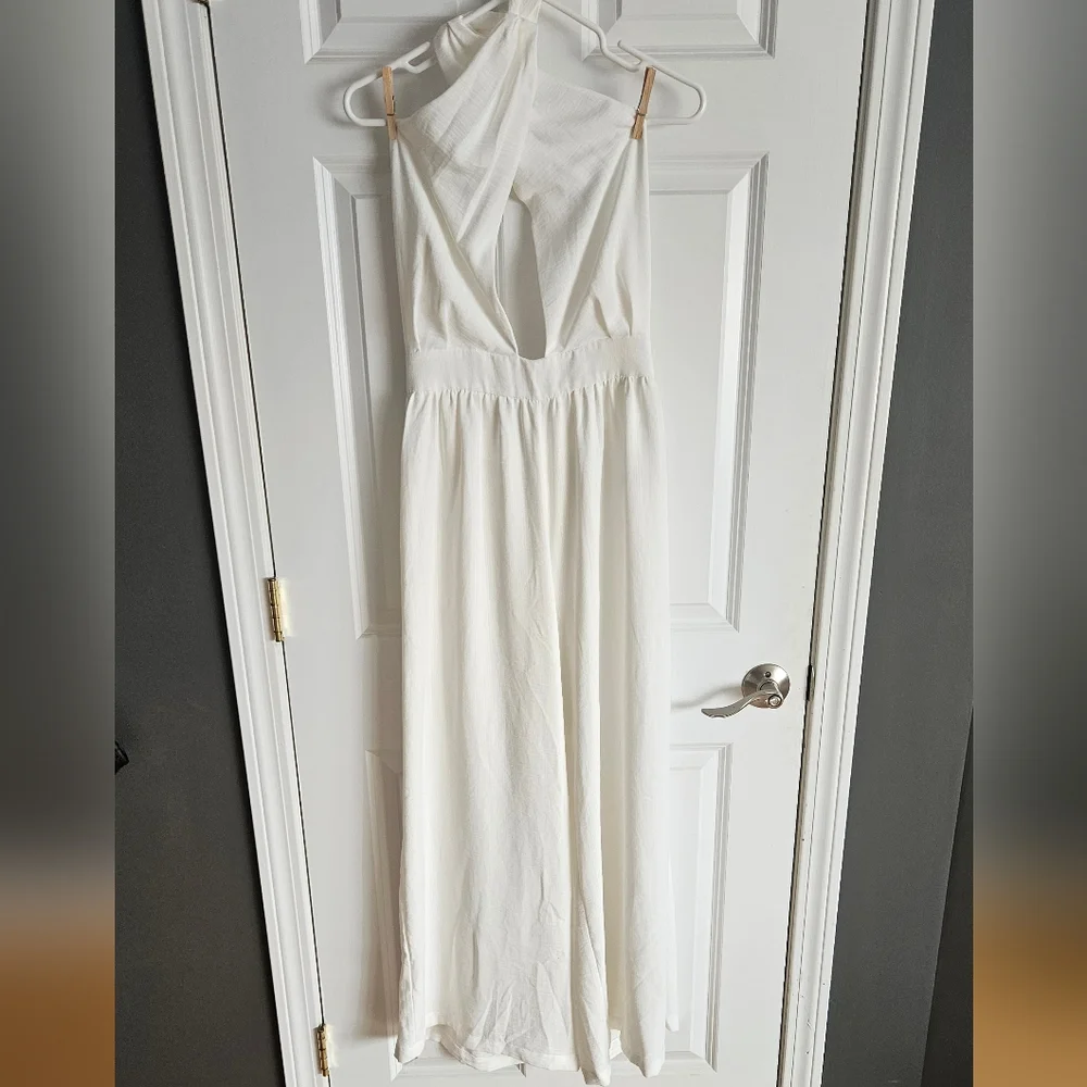 White Halter Jumpsuit - Picture 2 of 4